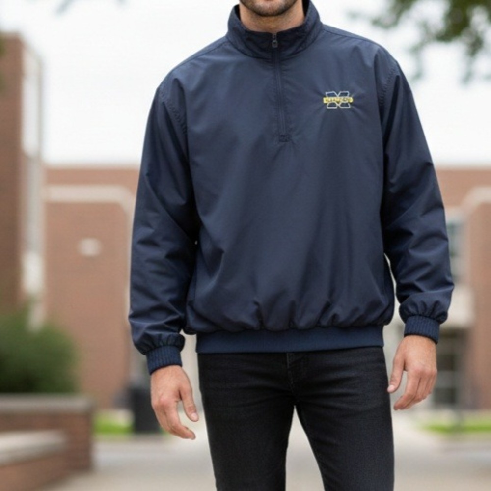 Affinity Michigan Wolverines Windbreaker Pullover Navy Blue Mens Large NCAA Logo